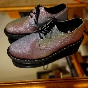 Irridecent Dr. Martin 1461 Oxford's. Rainbow glitter .size 8